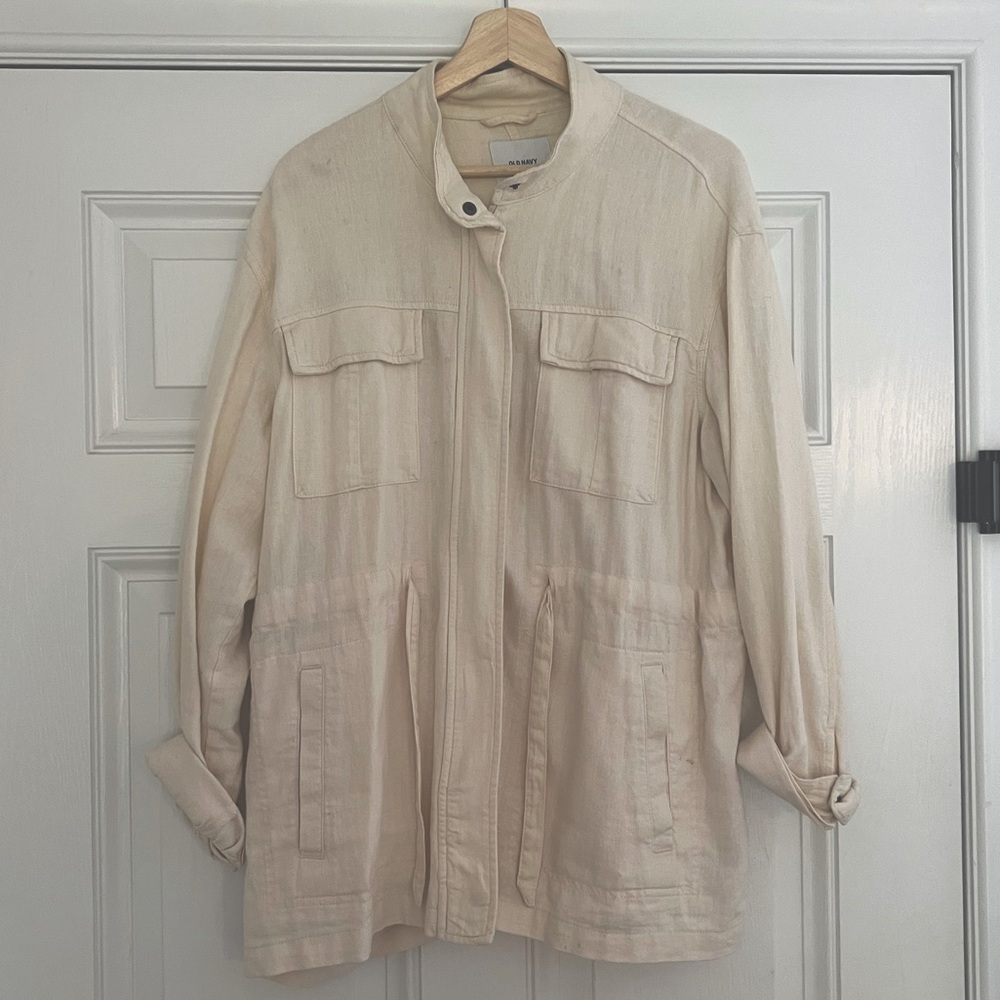 Linen Blend Zip Up
